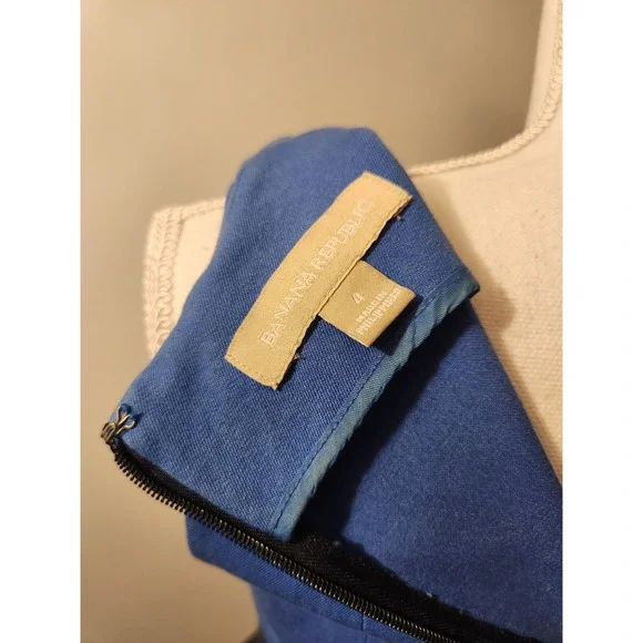 Banana Republic Sloan Fit Colorblock Sheath Dress Navy and Royal Blue Sz 4 - Picture 6 of 8